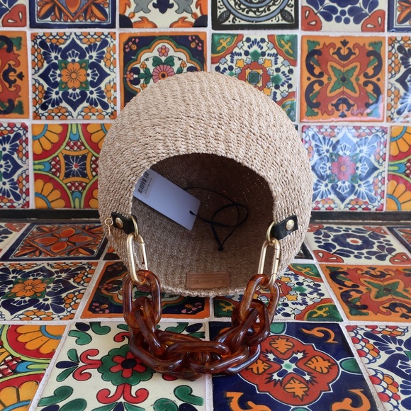 Clare V. Pot de Miel in Cream w/Tortoise Resin Top Handle - Picture 9 of 13